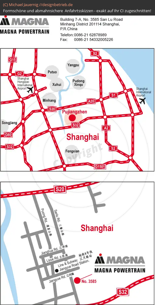 Anfahrtsskizze Shanghai / China (Übersichtskarte und Detailkarte) (220)