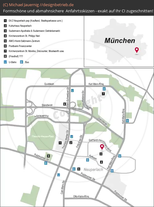Anfahrtsskizze Neuperlach (Lageplan / München) (486)