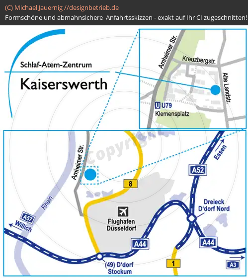 Anfahrtsskizze Düsseldorf Kaiserswerth Alte Landstraße (517)