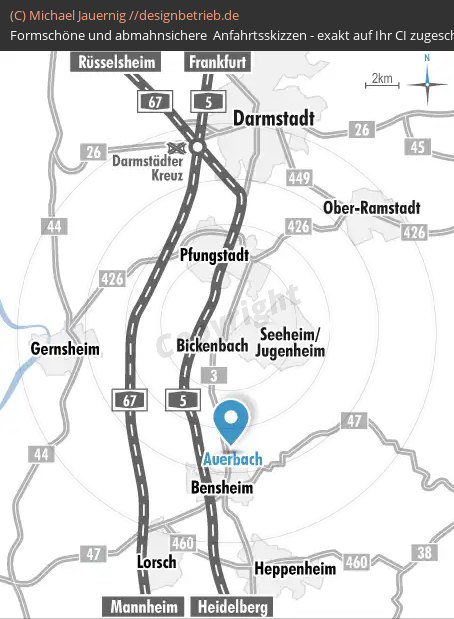 Anfahrtsskizze Bensheim-Auerbach (732)